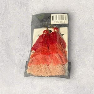 TASSEL 4 Tiered Earrings Orange And Pink Hypoallergenic by Mud Pie 2